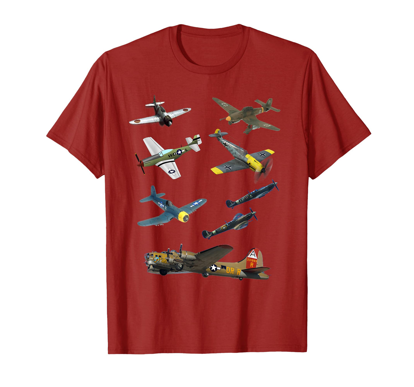 WW2 Planes Warbirds P51 Mustang Spitfire Messerschmitt T-Shirt