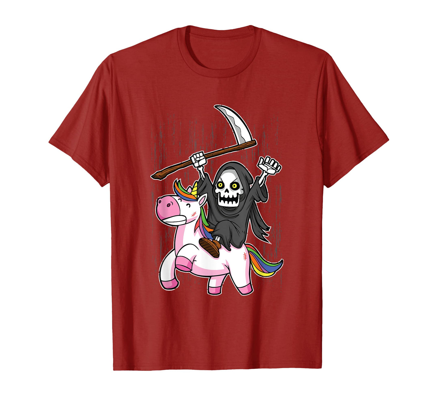 Death Metal Rock Music Halloween Grim Reaper Riding Unicorn T-Shirt
