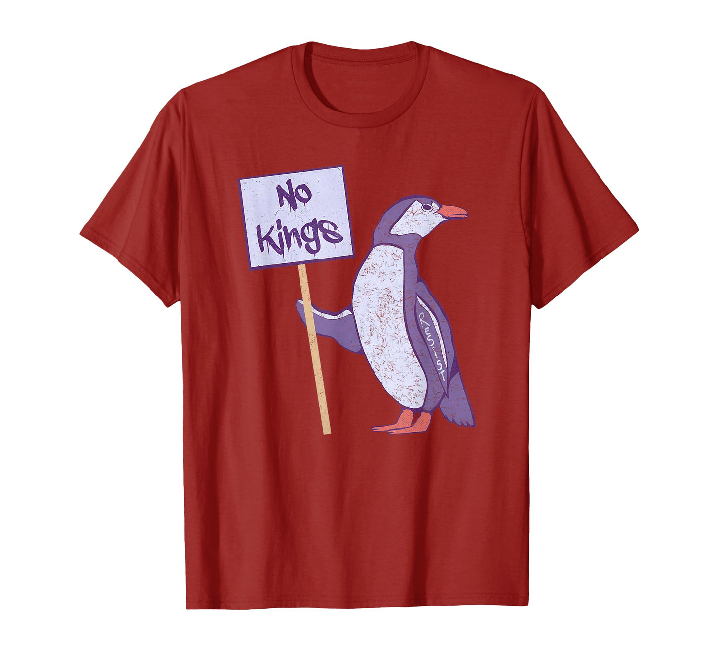 Funny Heard Island Penguins No Kings In America Purple T-Shirt