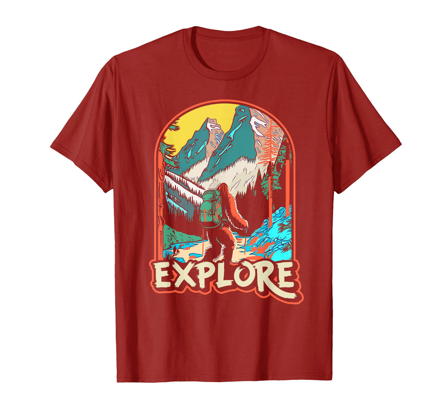 Explore! Hiking Bigfoot Sasquatch In Mountains & Nature T-Shirt