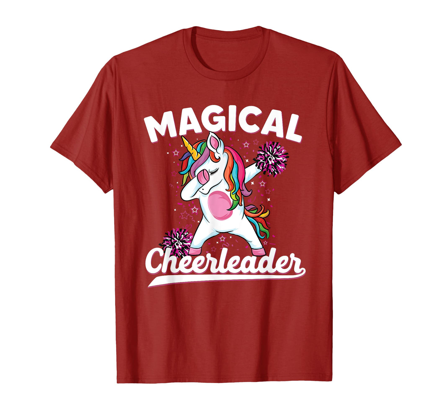 Magical cute dabbing unicorn cheerleader Funny Cheerleading T-Shirt