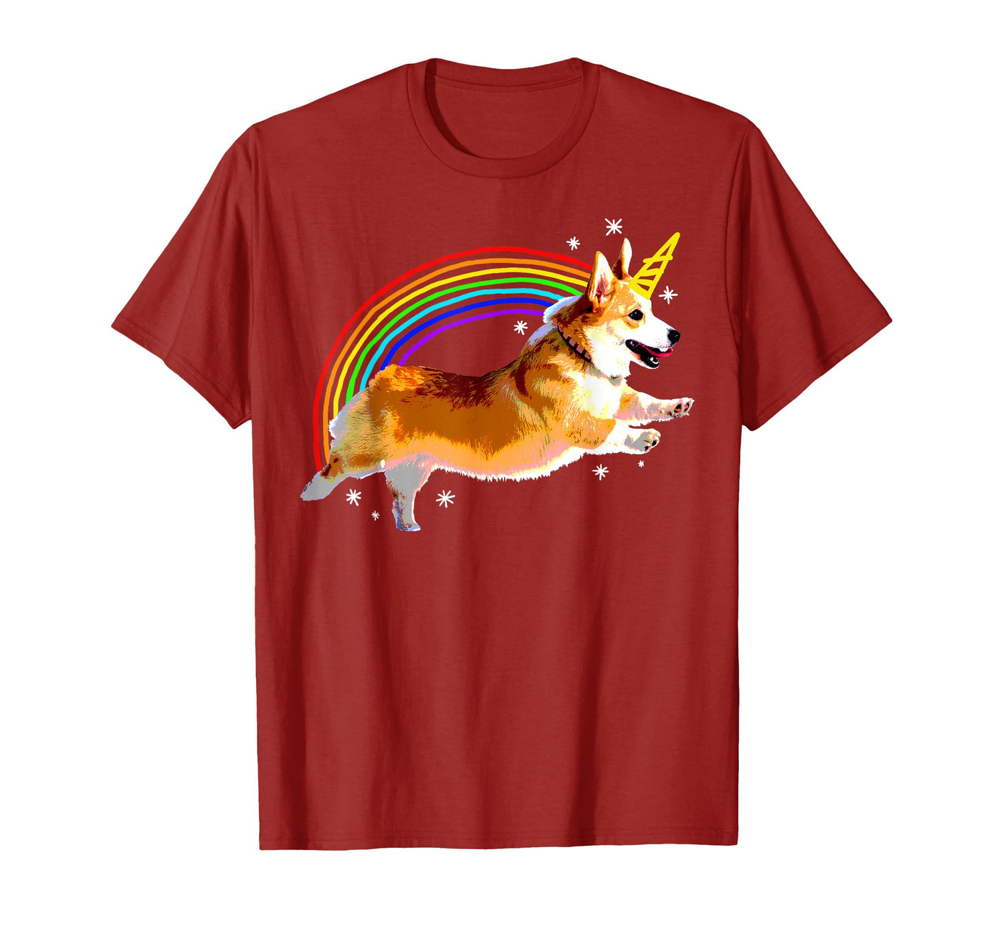 Unicorn Corgi Rainbow Doodle Funny T-Shirt