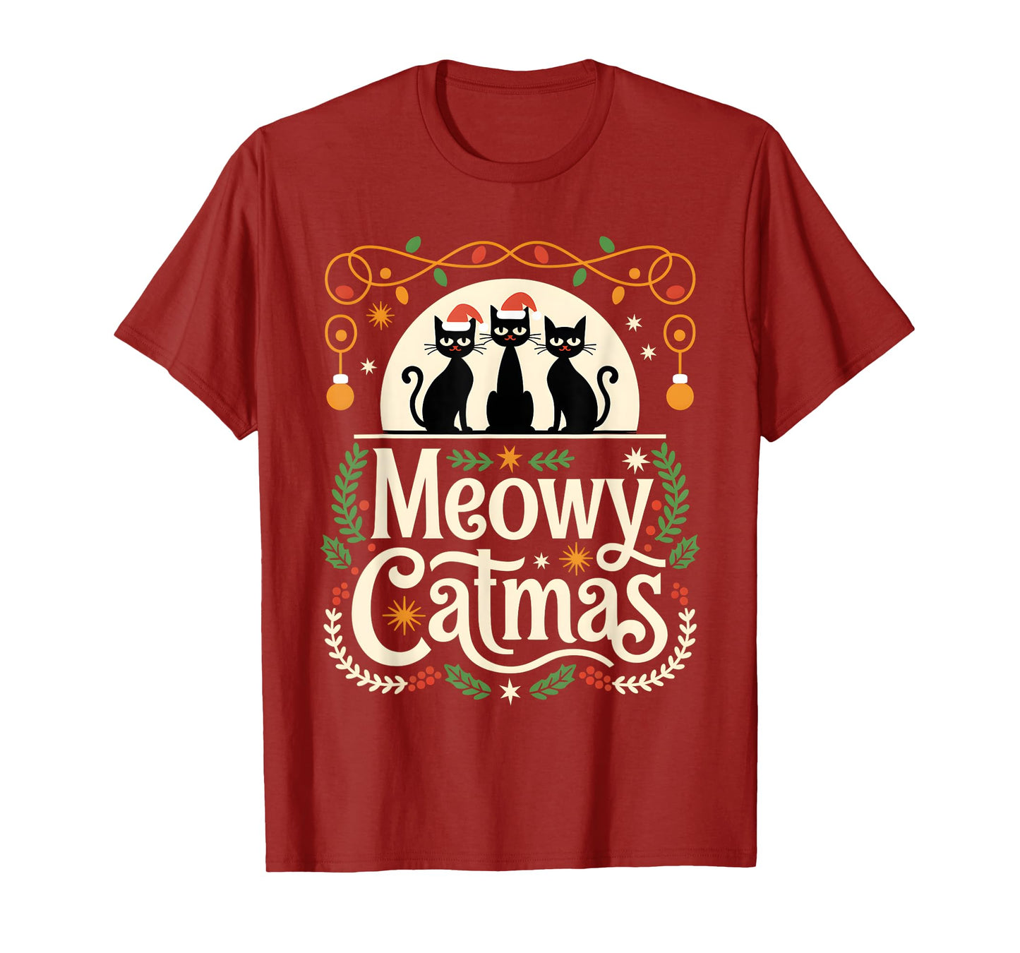 Cute Cat Christmas Xmas black cats Christmas Meowy Catmas Men Women Kids T-Shirt