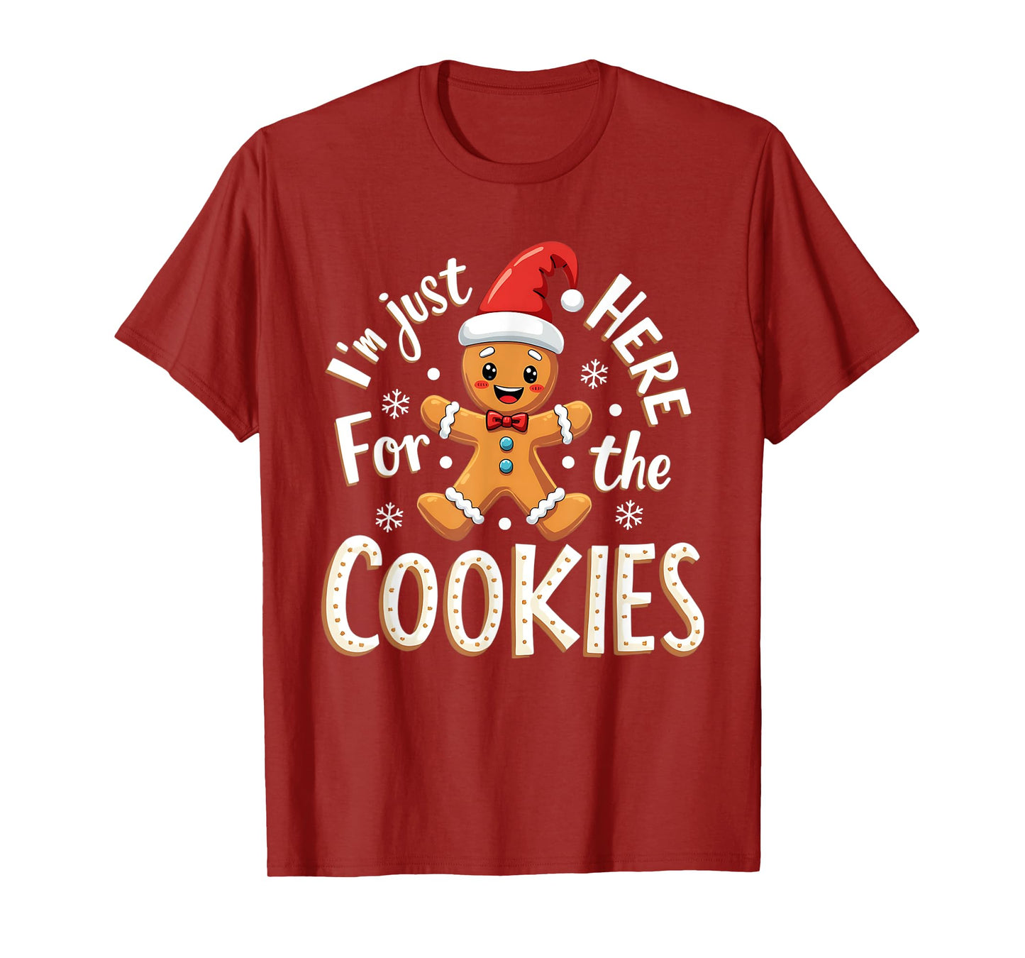Christmas Baking Team I'm Just Here For The Cookies Funny Christmas Cookies Outfit Unisex-Adults Black XS Regular Small Short Sleeve T-Shirt