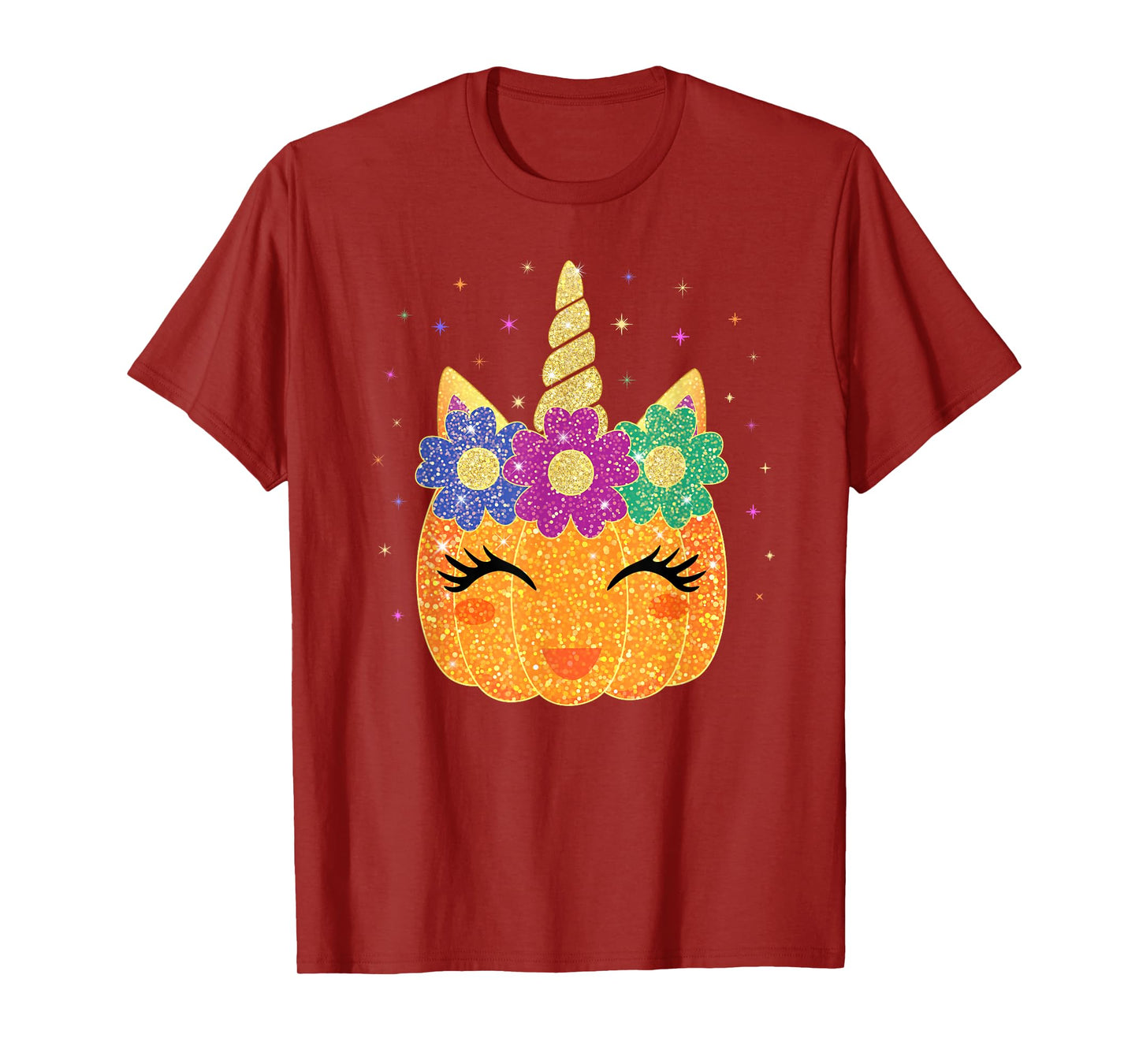 Unicorn Pumpkin Halloween Thanksgiving Girls Kids T-Shirt
