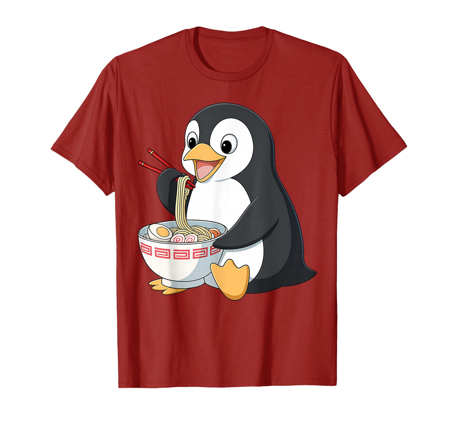 Anime Kawaii Penguin Eating Ramen Noodle Gifts Men Women Kid T-Shirt