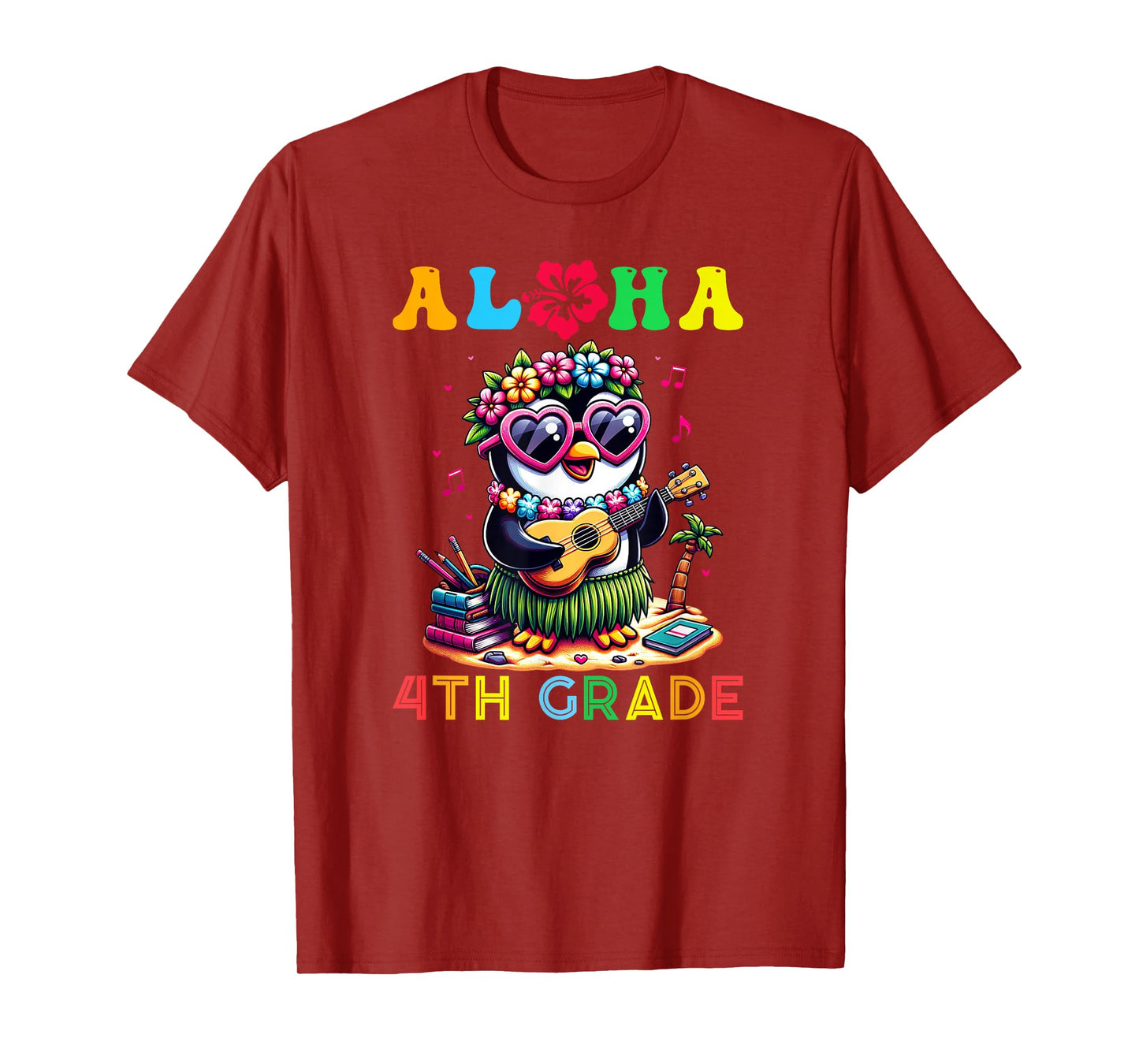 Aloha Fourth Grade Penguin Hawaii Back to School Kids Girl T-Shirt