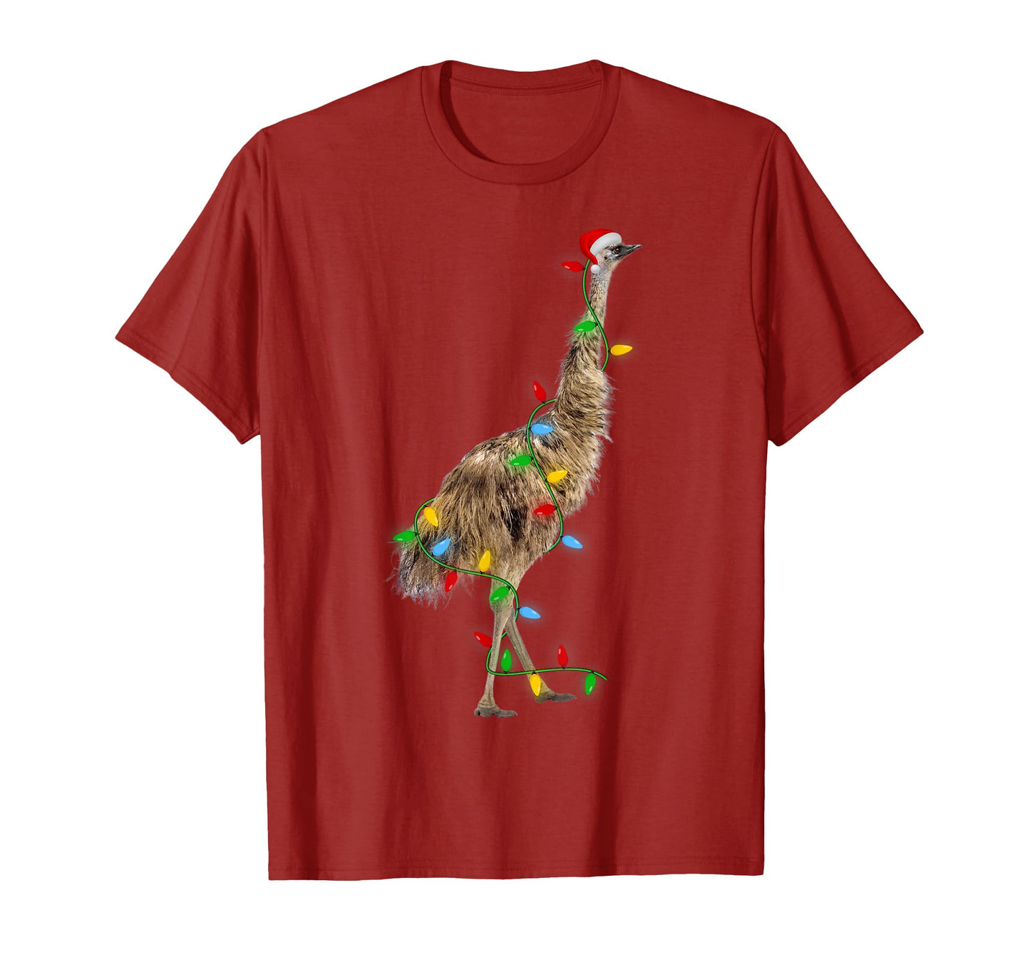Emu Bird Xmas Lighting Holiday Santa Emu Christmas T-Shirt