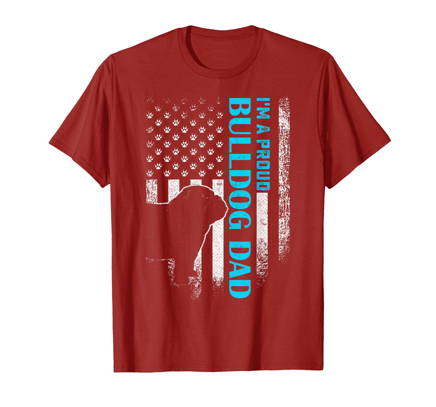 Vintage USA American Flag I'm A Proud English Bulldog Dad T-Shirt
