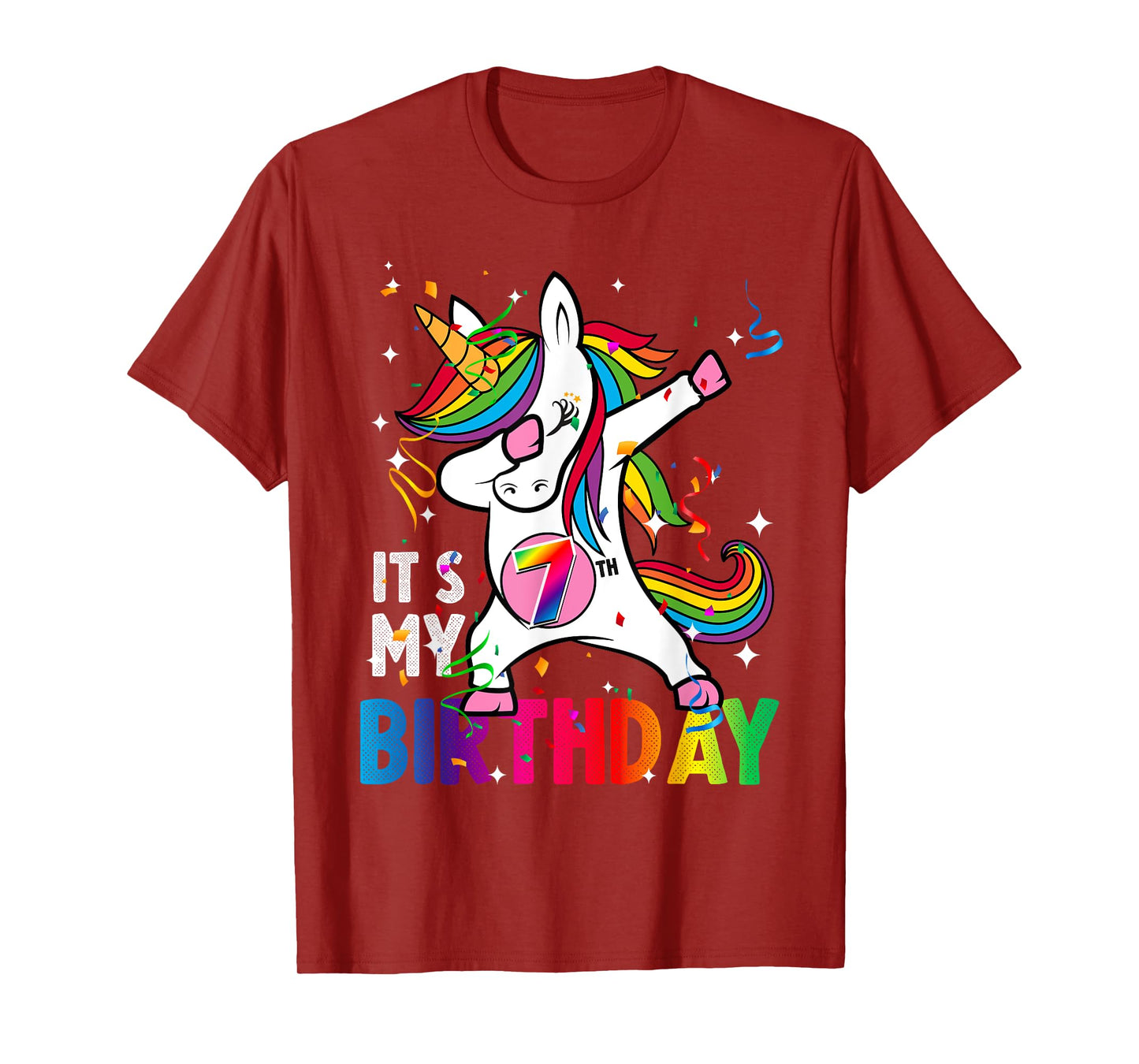 7 Years Old Girl Kid 7th Birthday Gift Dabbing Unicorn T-Shirt