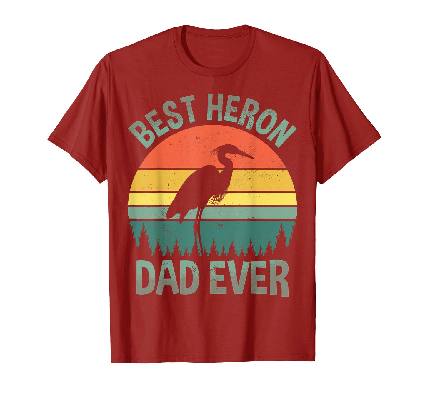 Best Heron Dad Ever - Retro Mens Blue Heron Bird Lover Dad T-Shirt