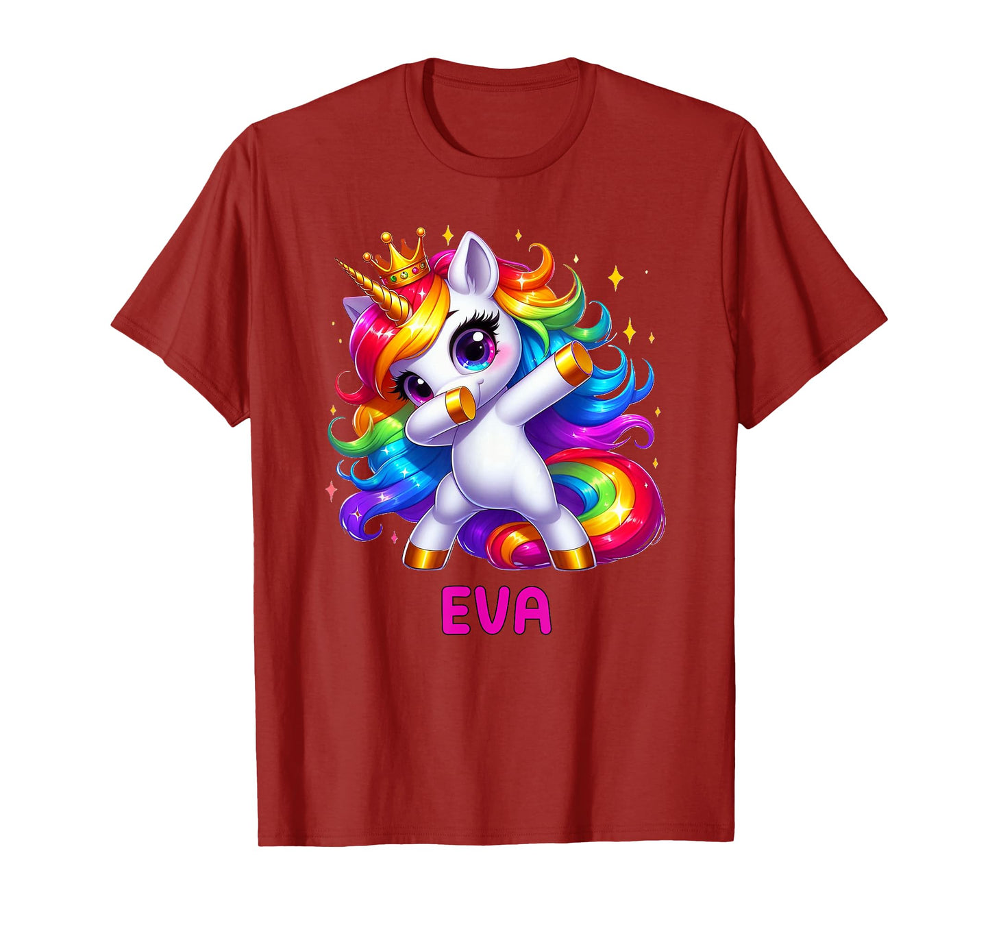EVA Personalized Name Dabbing Unicorn Birthday Queen T-Shirt
