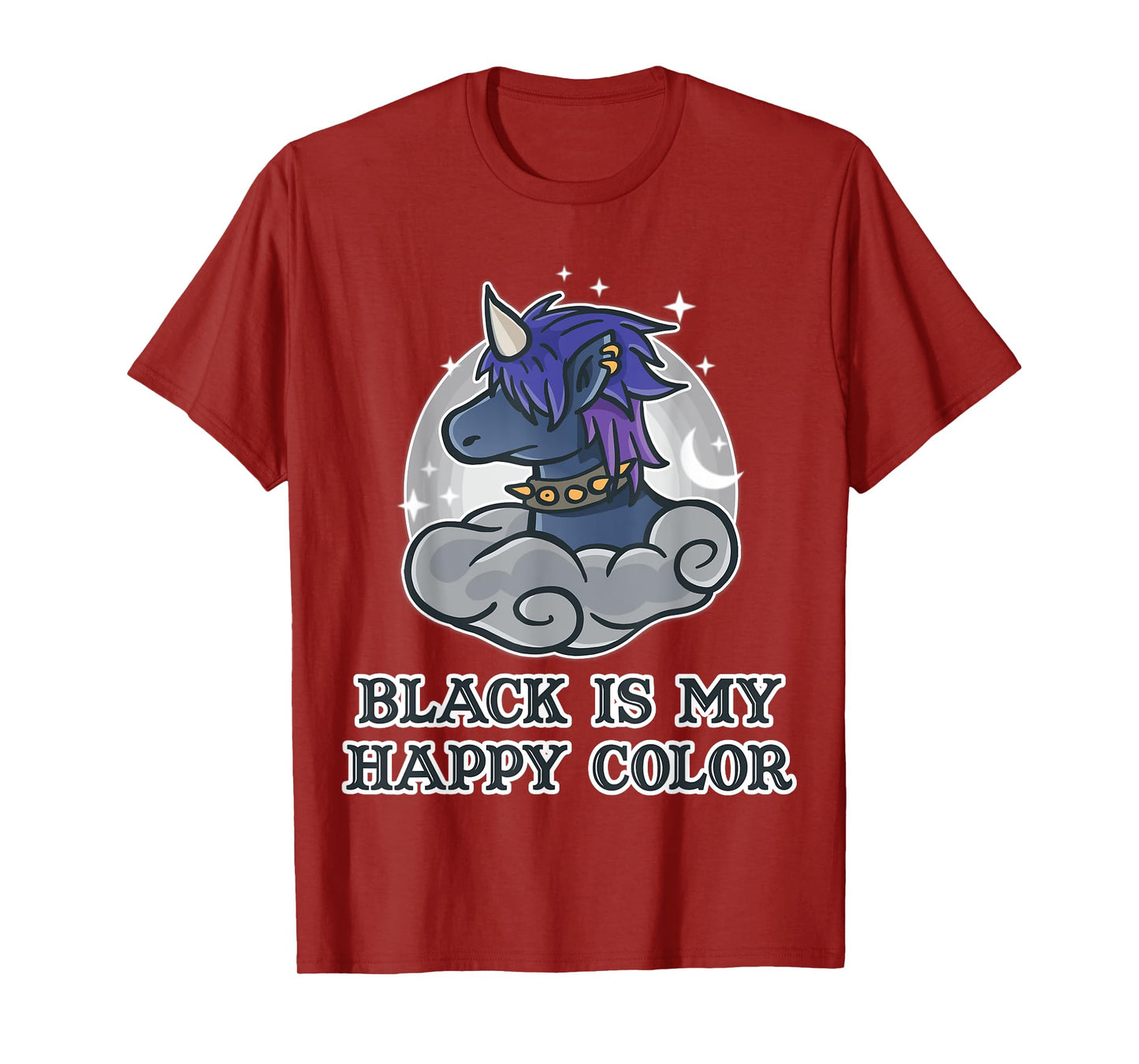 Black Is My Happy Colour Kawaii Pastel Goth Unicorn Nerd T-Shirt
