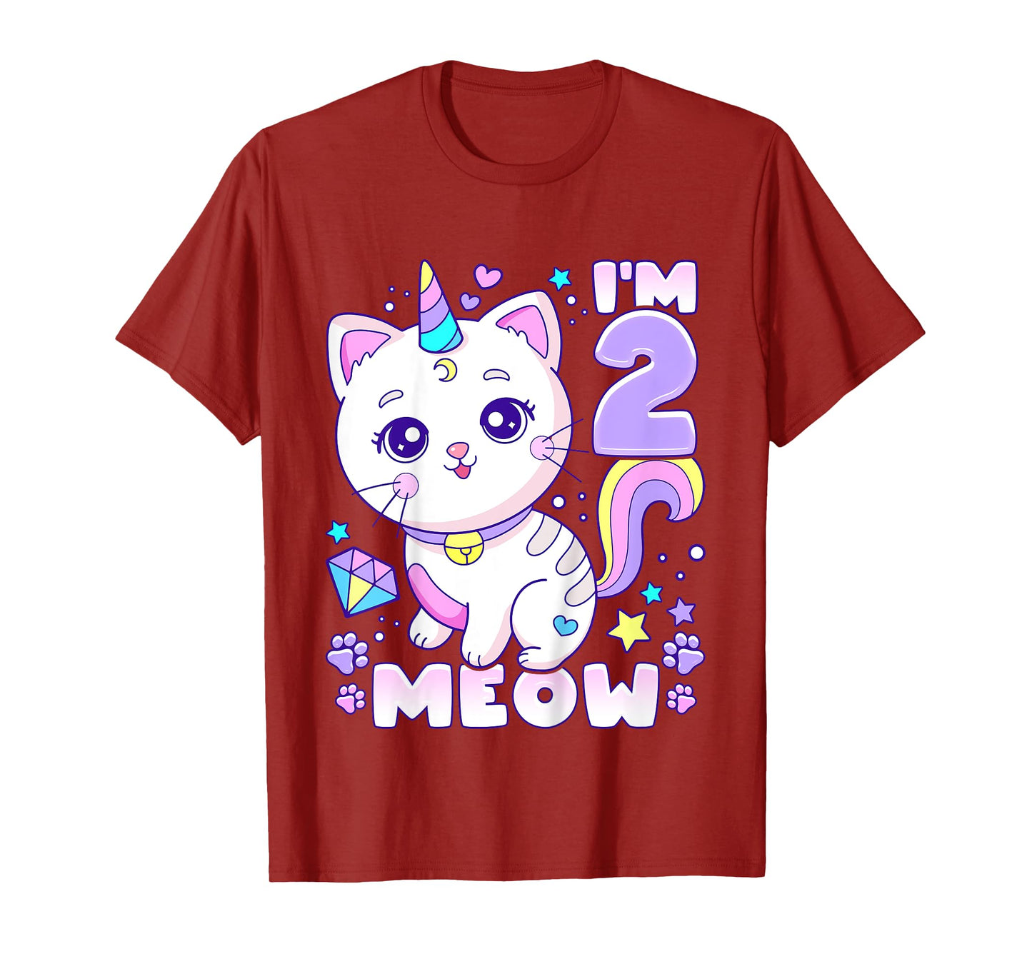 Birthday girl 2 years old, cat, unicorn, 2nd birthday T-Shirt