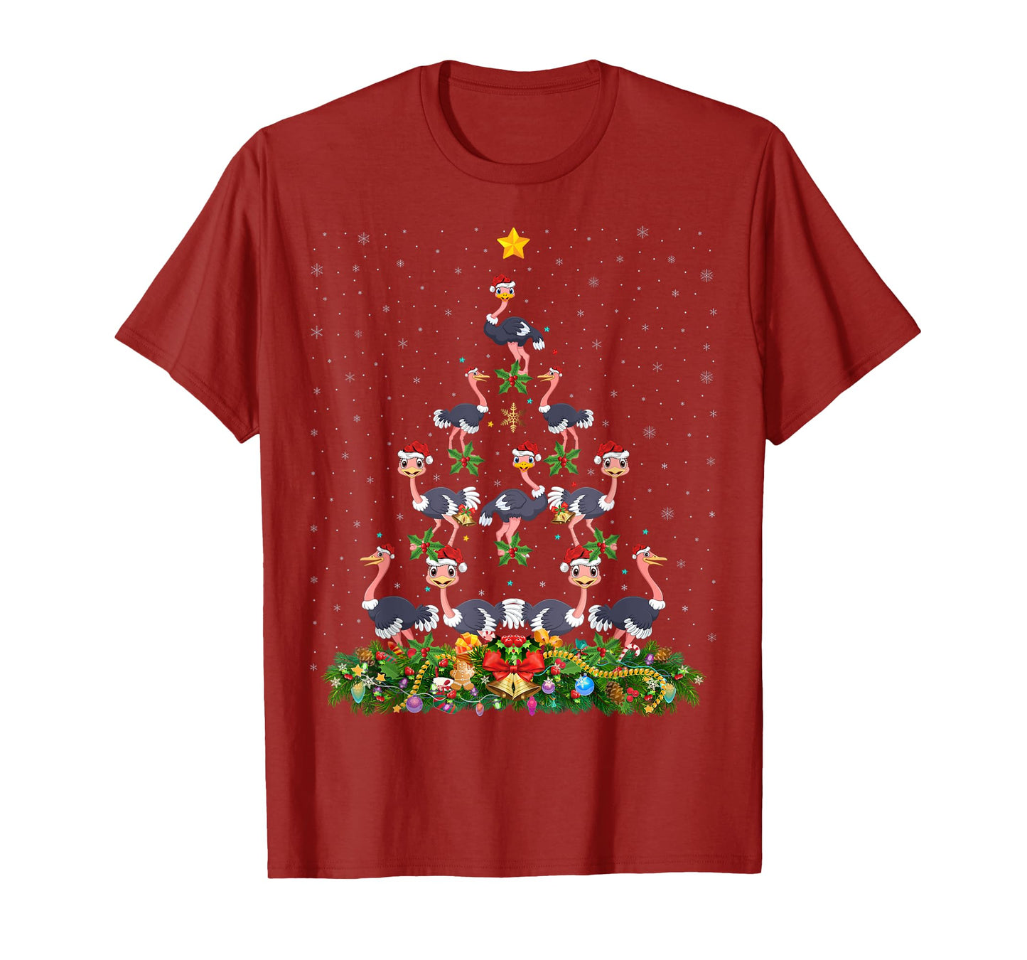 Ostrich Bird Xmas Tree Gift Santa Hat Ostrich Christmas T-Shirt