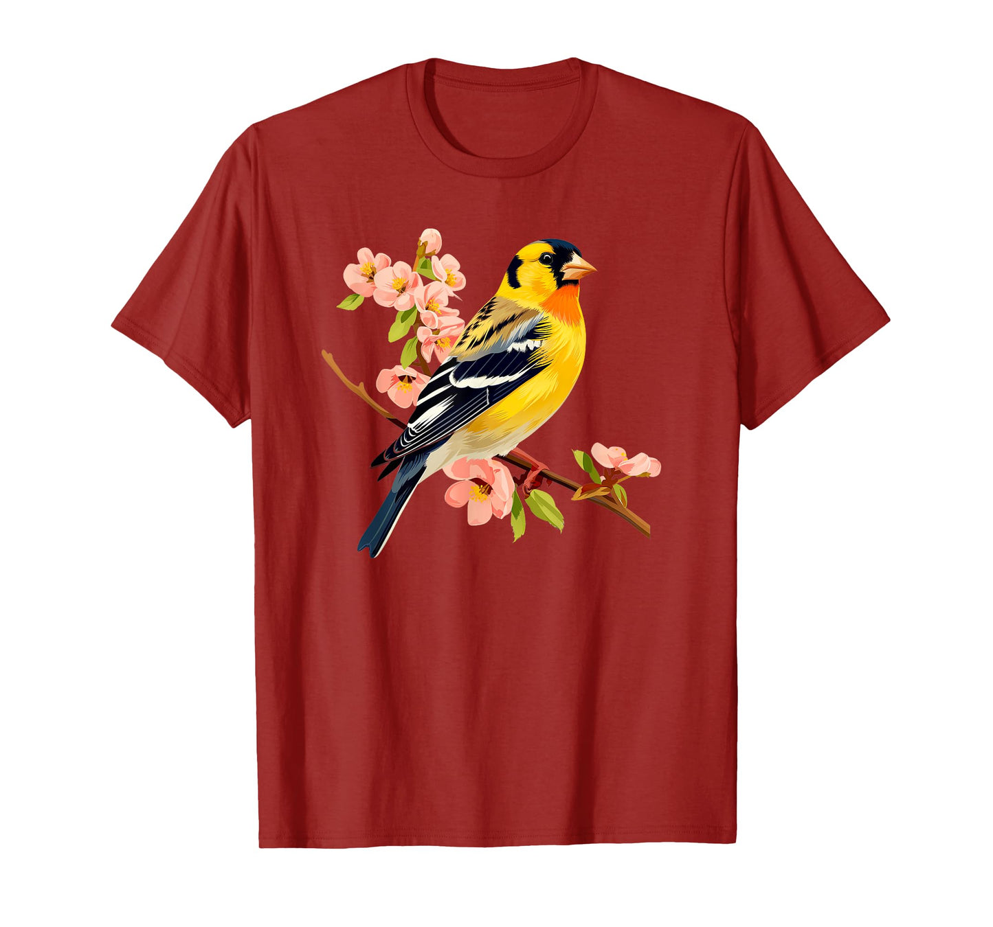 Cute Yellow Goldfinch Floral American GoldFinch T-Shirt