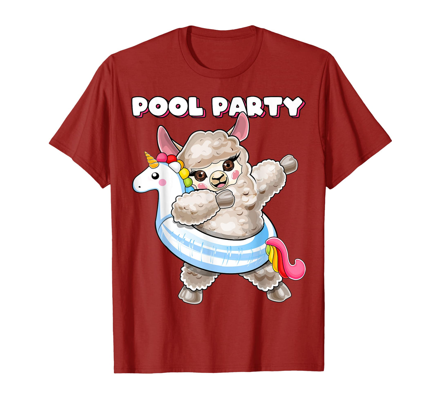 Pool Party Unicorn Float Dabbing Llama Girls Women Summer T-Shirt