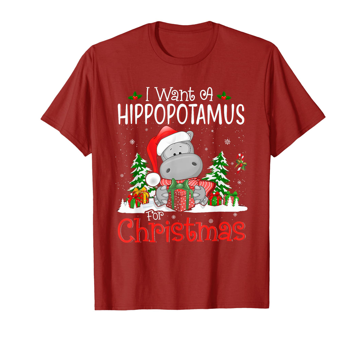I Want A Hippopotamus For Christmas Xmas Hippo for Kid Women T-Shirt