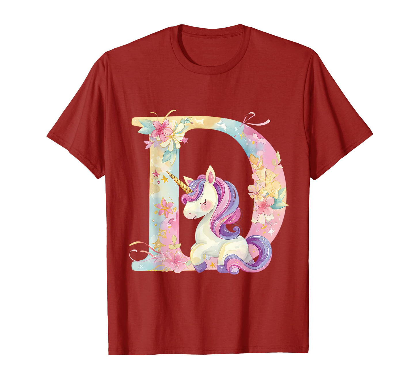 D Initial Letter Alphabet Unicorn Birthday Outfit Monogram D T-Shirt