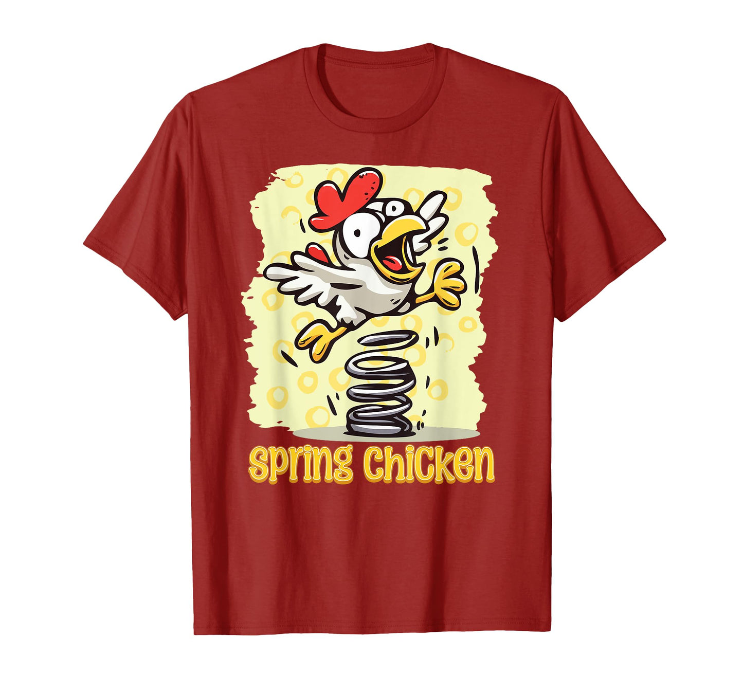 Spring Chicken Bouncy Flying Funny Gag Cartoon T-Shirt