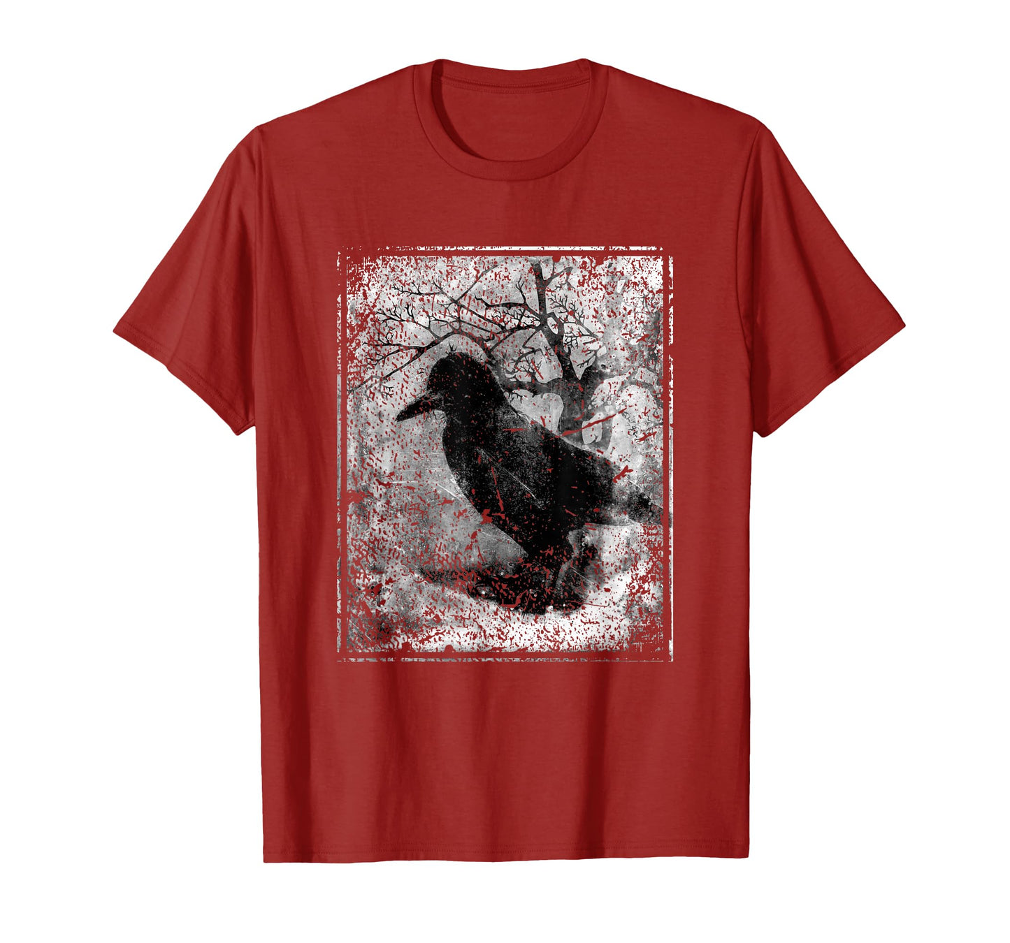 Black Crow on Tree- Vintage Dark Art Occult Aesthetics T-Shirt
