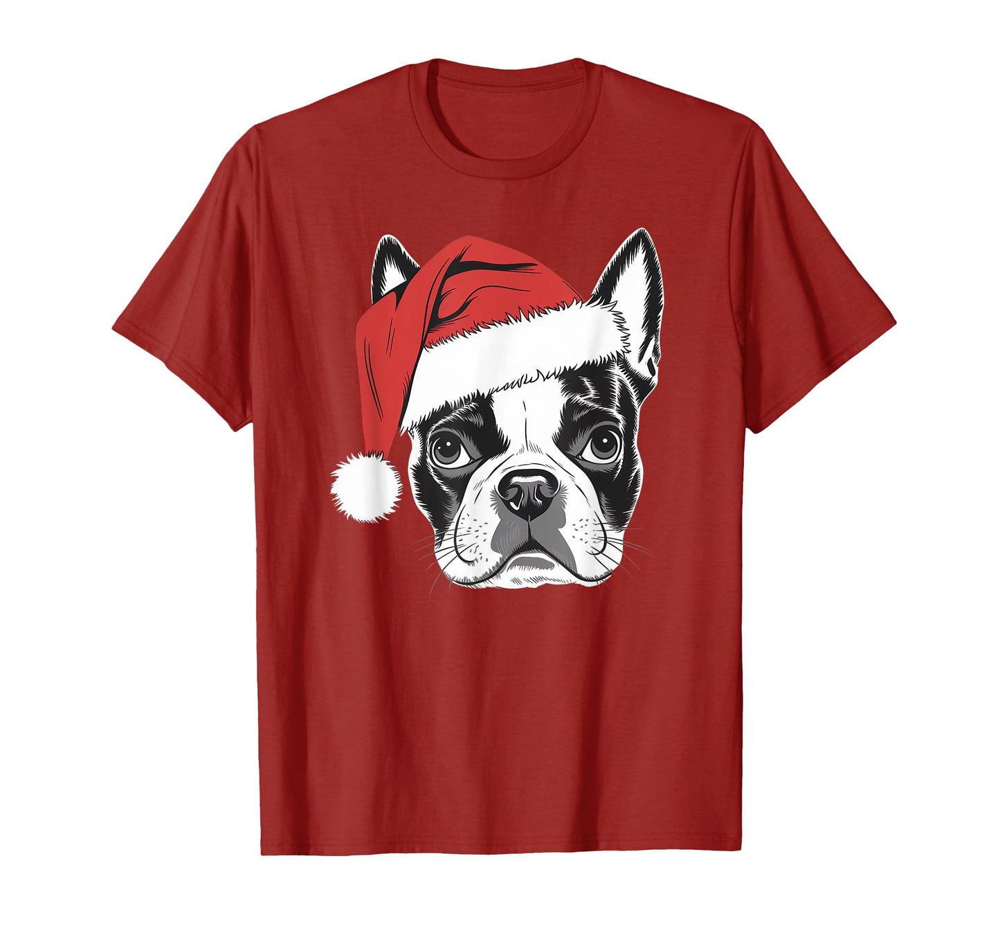 Joyful Boston Terrier Santa Dog on Boston Terrier Christmas T-Shirt for Men Women Kids