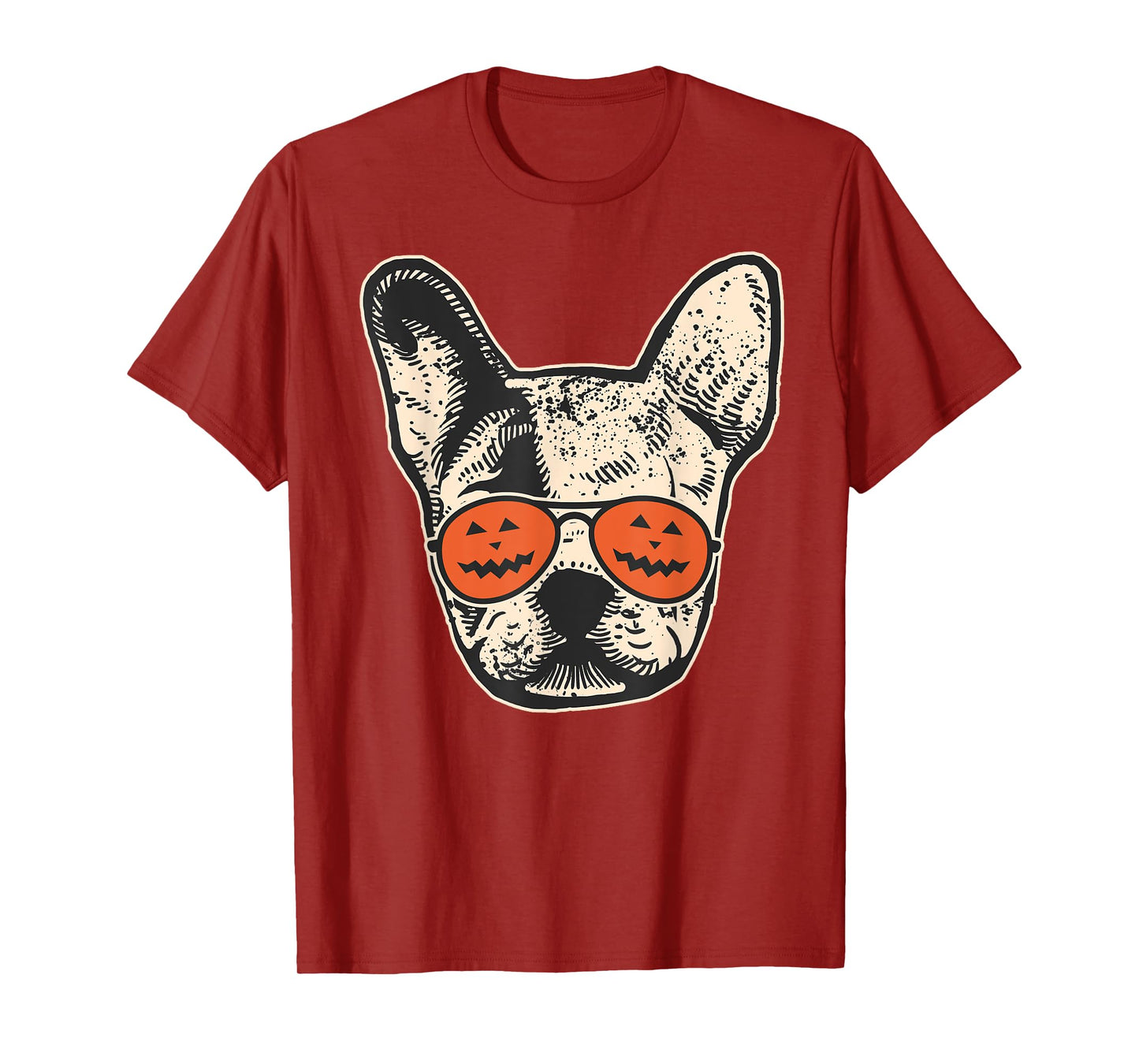 Frenchie in Pumpkin Sunglasses - French Bulldog Halloween T-Shirt