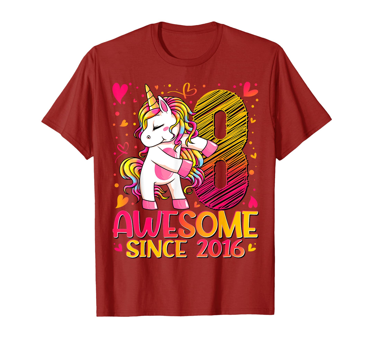 8 Years Old Flossing Unicorn Gifts 8th Birthday Girl Party T-Shirt