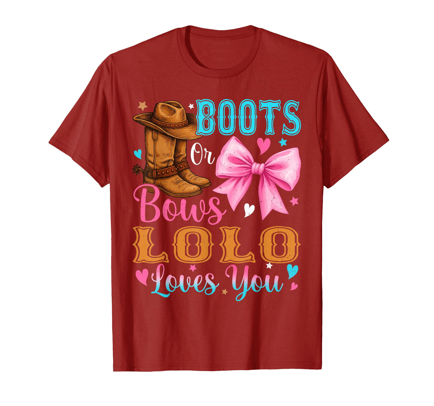 Boots or Bows Lolo Loves You Gender Reveal Family T-Shirt