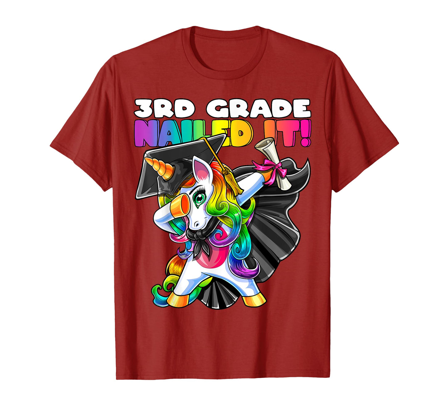Dabbing Unicorn 3rd Grade Graduation Cap Gown Gift Girls T-Shirt
