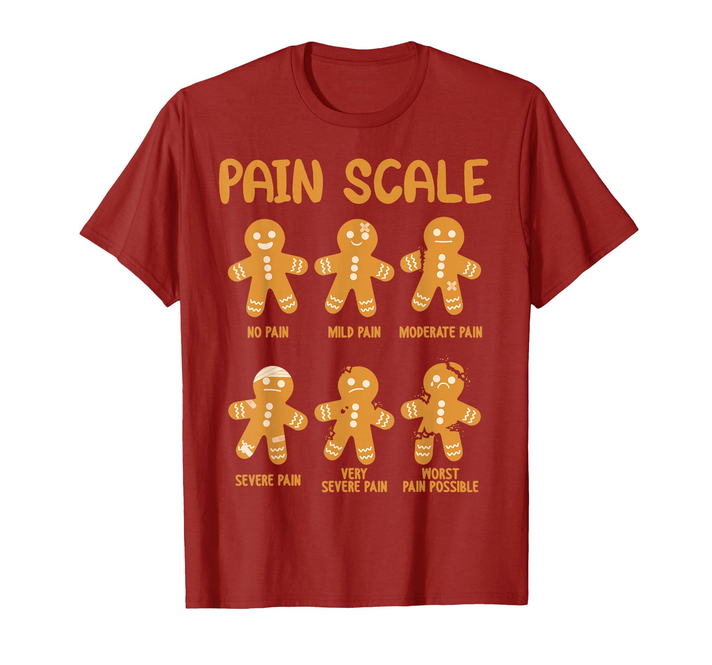 Nurse Christmas Pain Scale Assessment RN ER Gingerbread Man T-Shirt