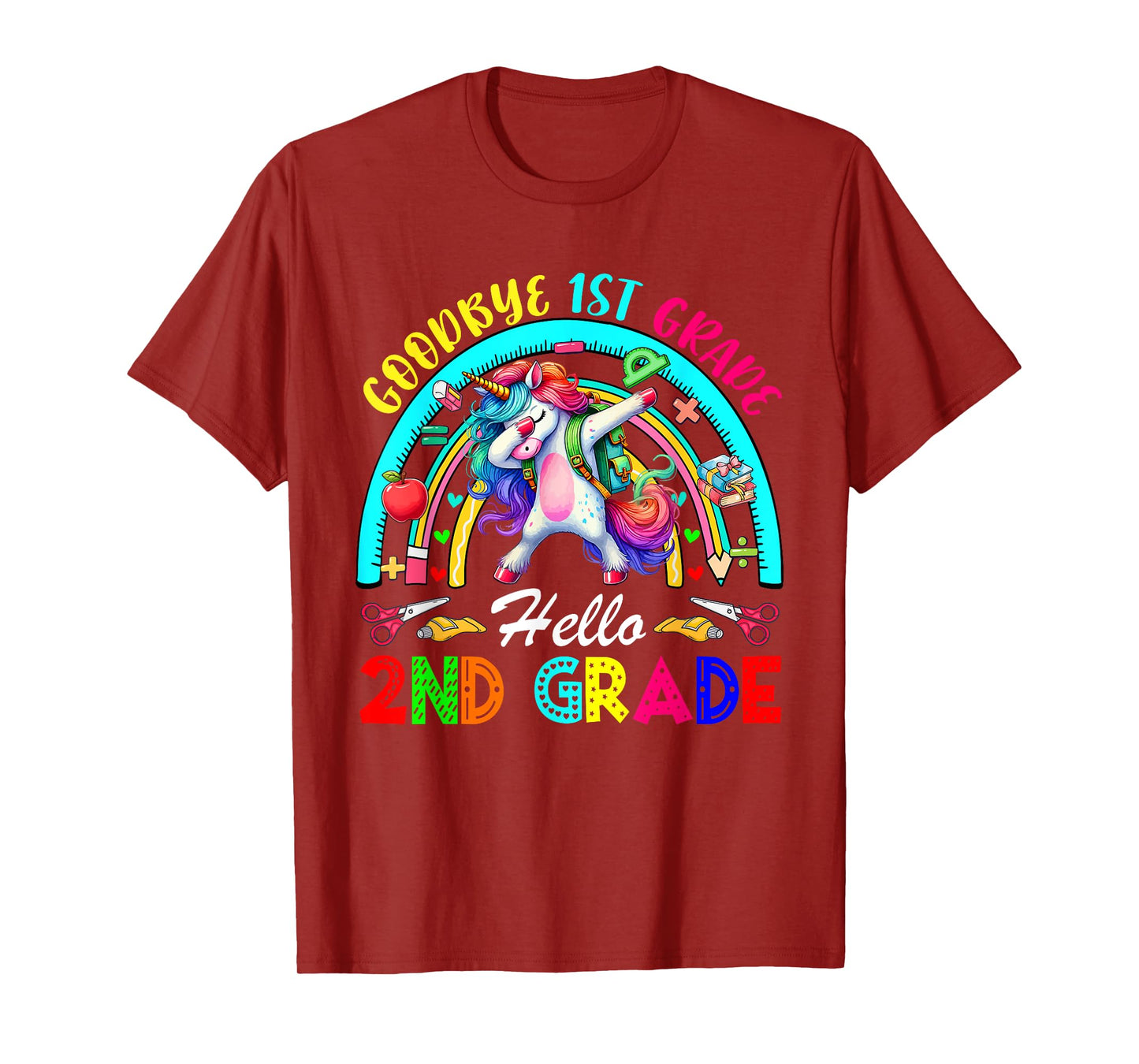 Goodbye 1st Grade Hello 2nd Grade Dabbing Unicorn Rainbow T-Shirt