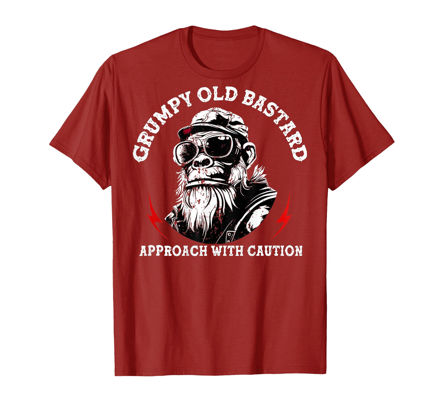 Grumpy Old Bastard Approach With Caution Monkey (On Back) T-Shirt