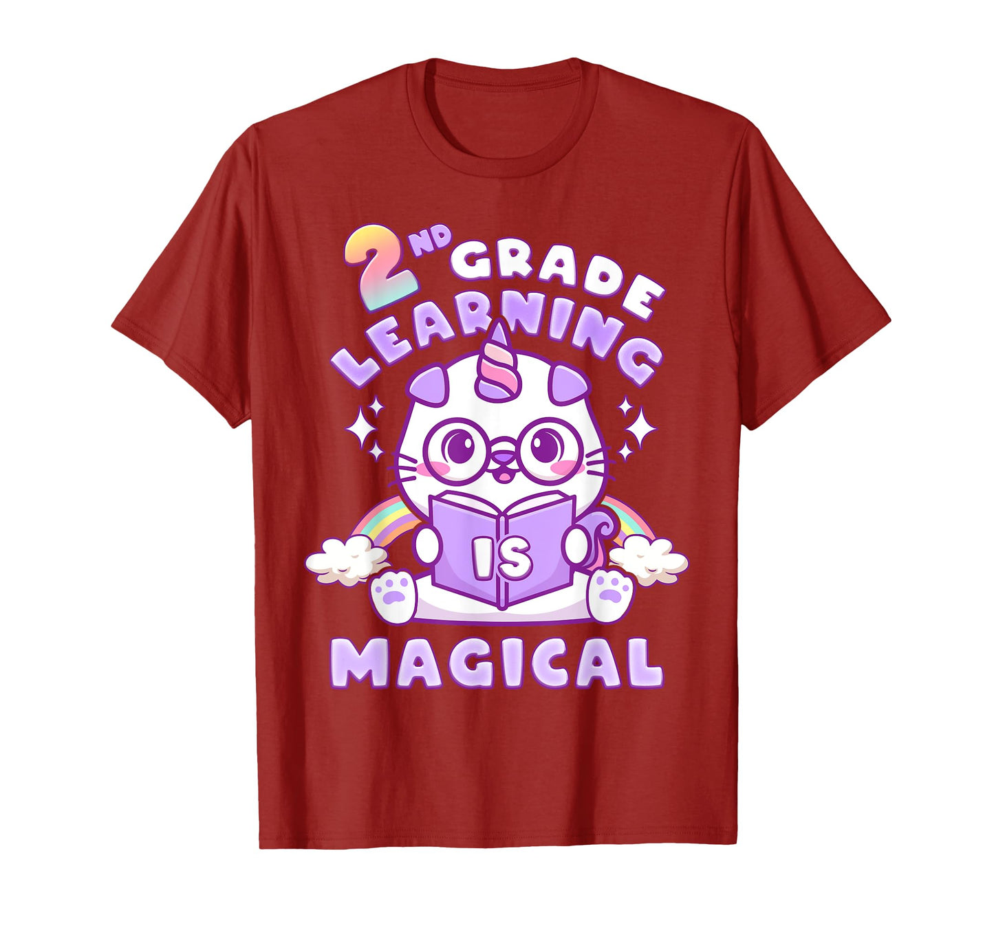Back To School First Day of 2nd Grade Girl Unicorn Cat T-Shirt