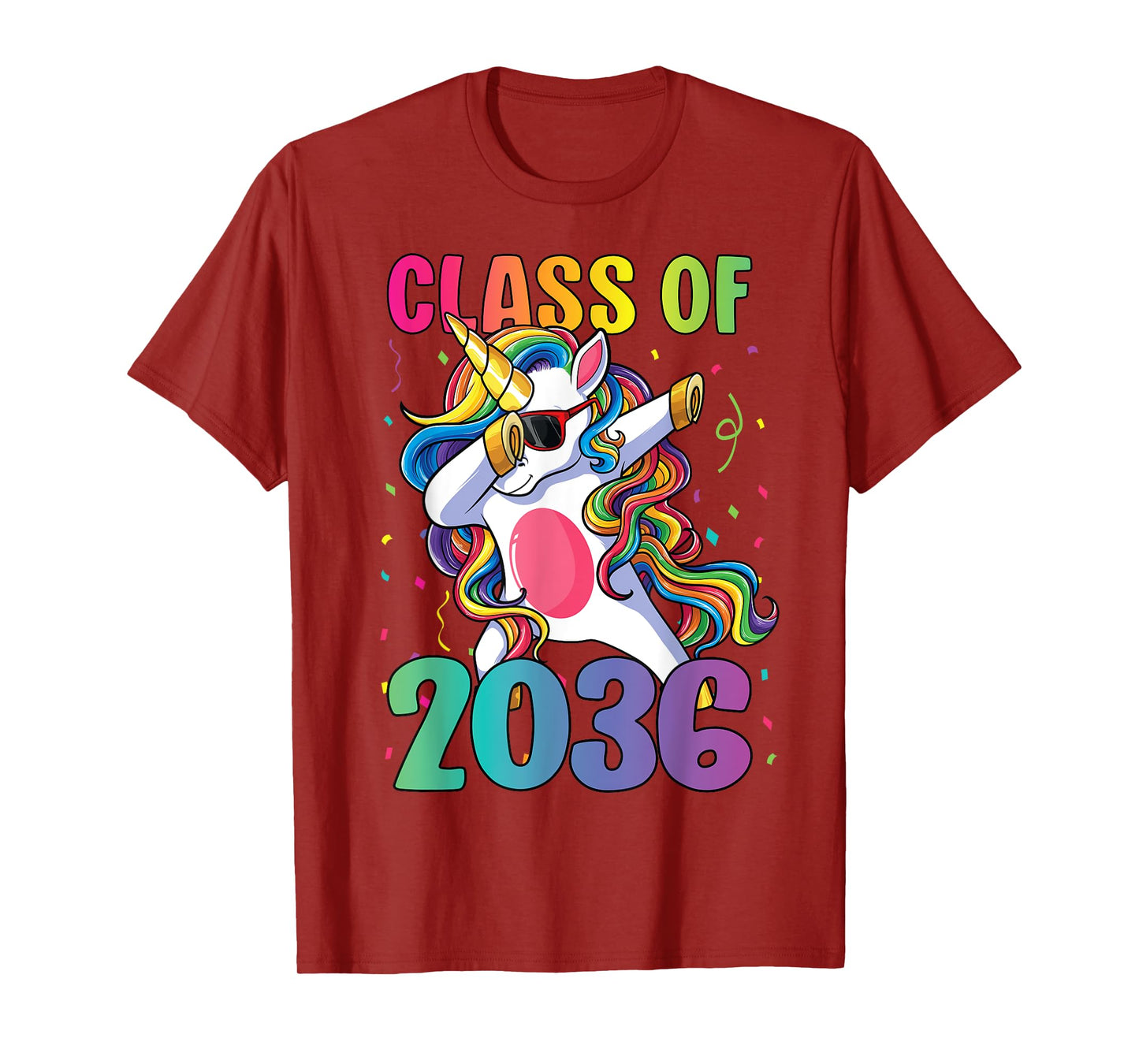 Class of 2036 Shirt Girls Kids Dabbing Unicorn Grow With Me T-Shirt