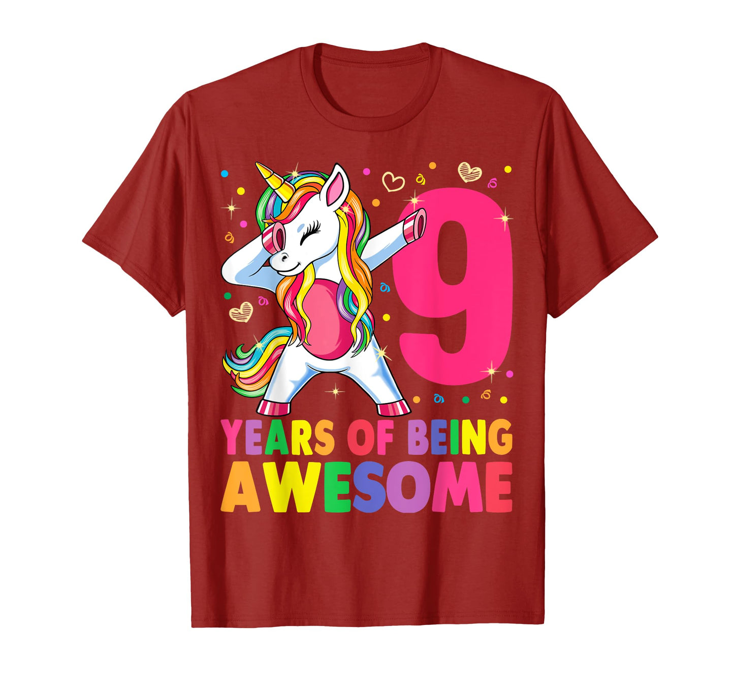 9 Years Old Unicorn Dabbing 9th Birthday Girl Unicorn Party T-Shirt