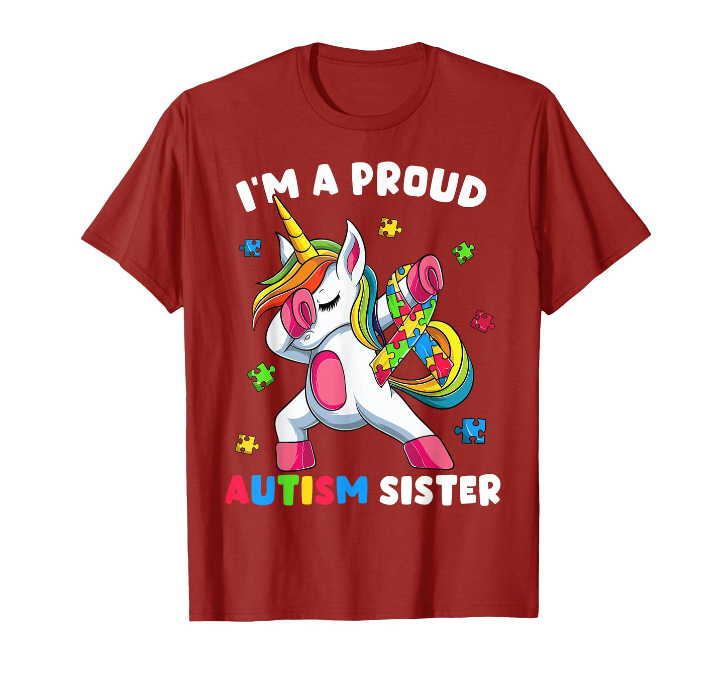 Proud Autism Sister Dab Dance Shirts, Girls Dabbing Unicorn T-Shirt