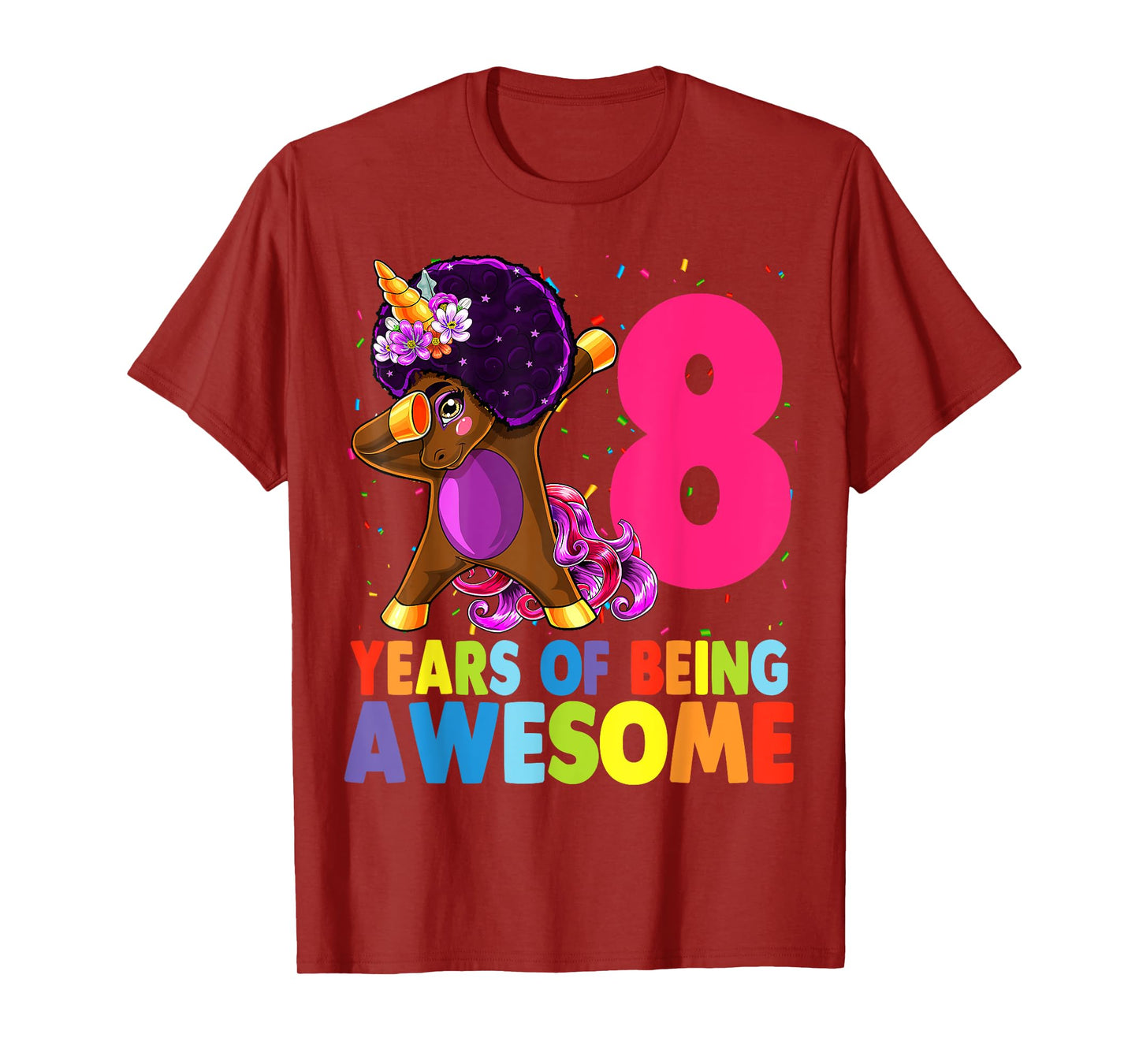 8th Birthday Dabbing Unicorn Afro Party Gift 8 Years Old T-Shirt