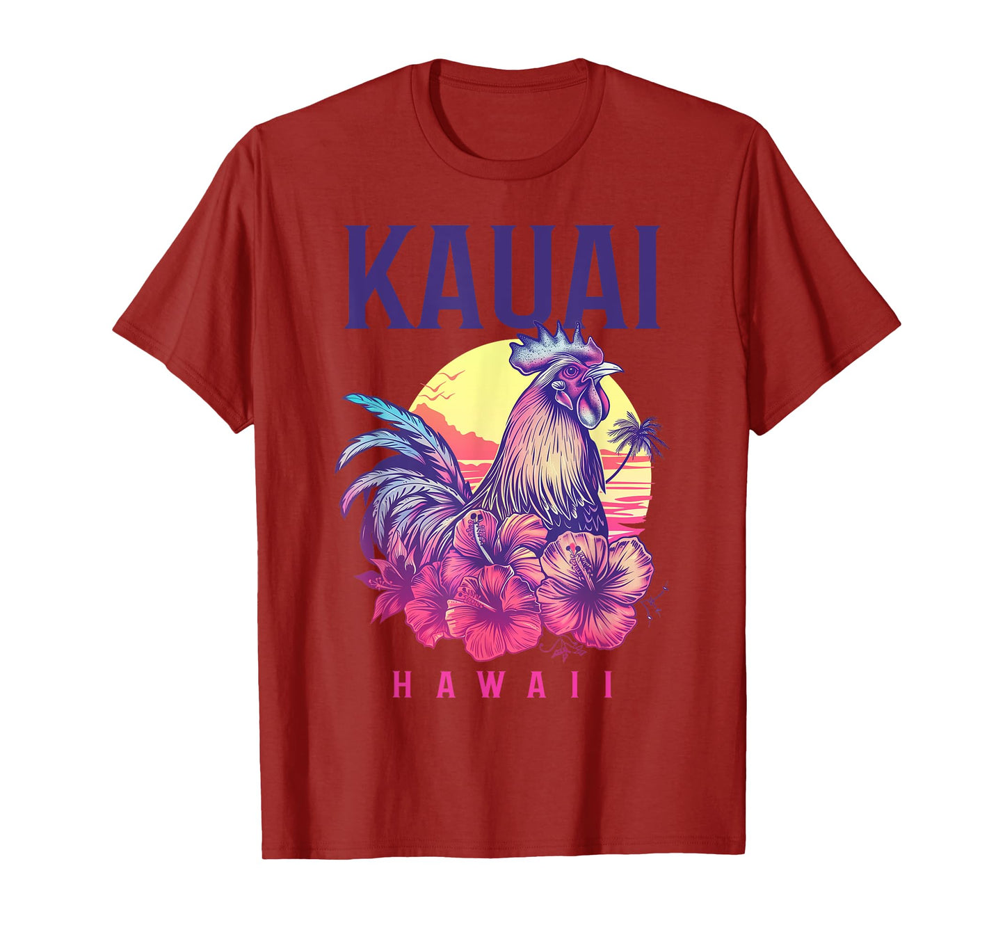 Kauai Hawaii Chicken Hawaiian Hibiscus Flowers Vintage T-Shirt