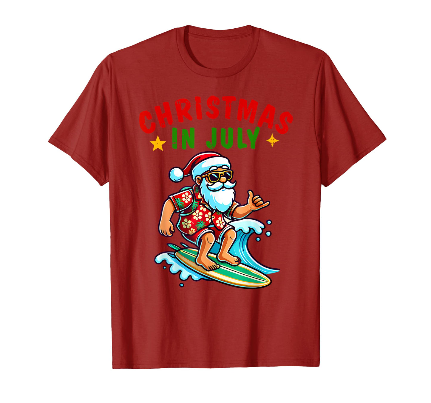 Christmas In July Shirt Boys Kids Santa Surfing Summer Xmas T-Shirt