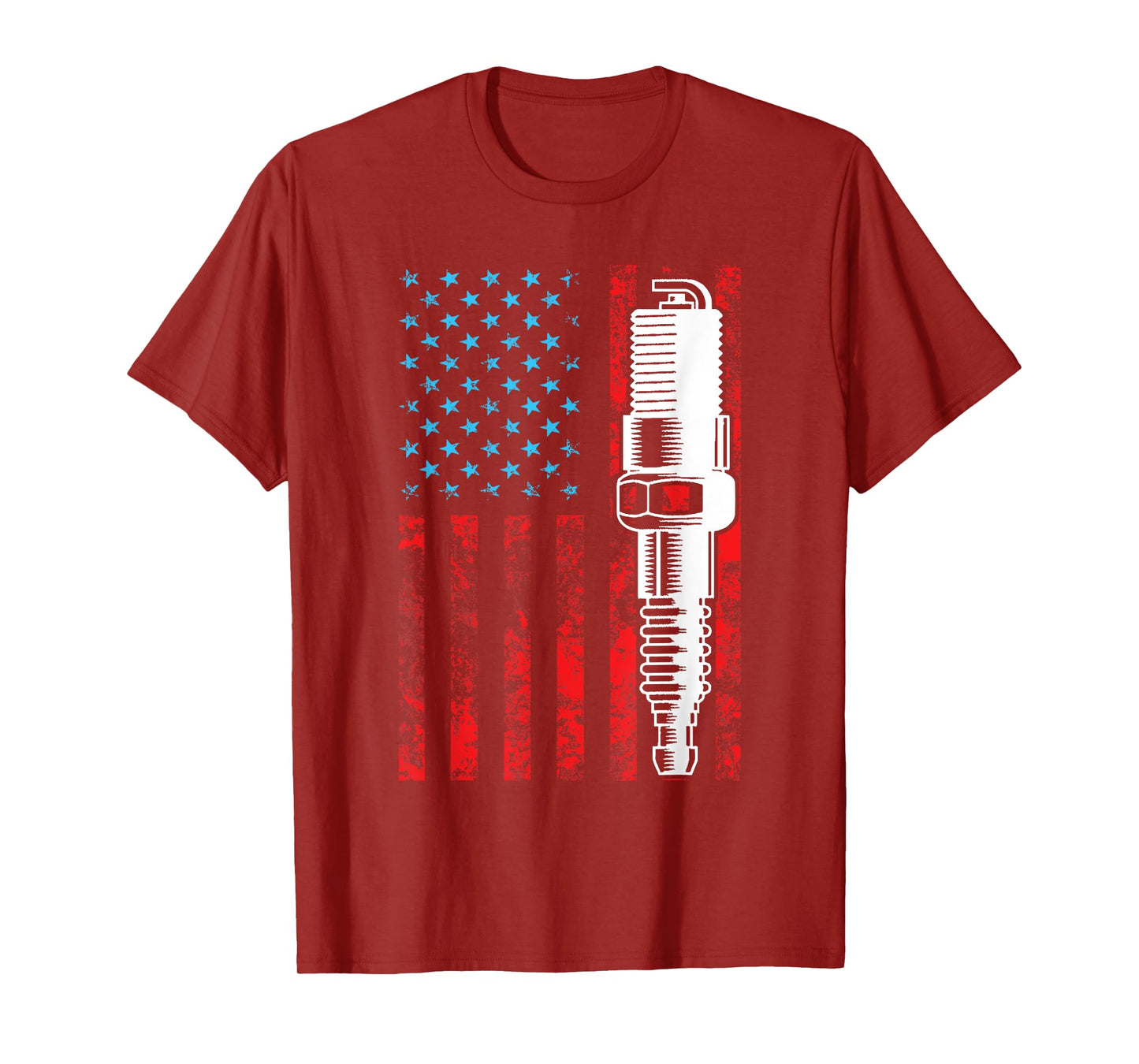 American Flag Spark Plug - Vintage Car Lover USA T-Shirt