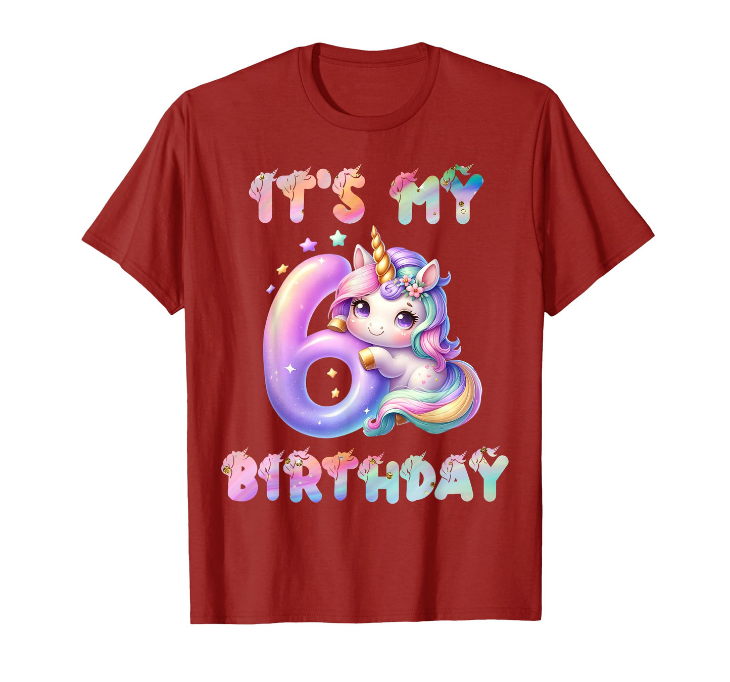 6 Year Old Unicorn Gifts For Girls 6th Birthday Girl Party T-Shirt