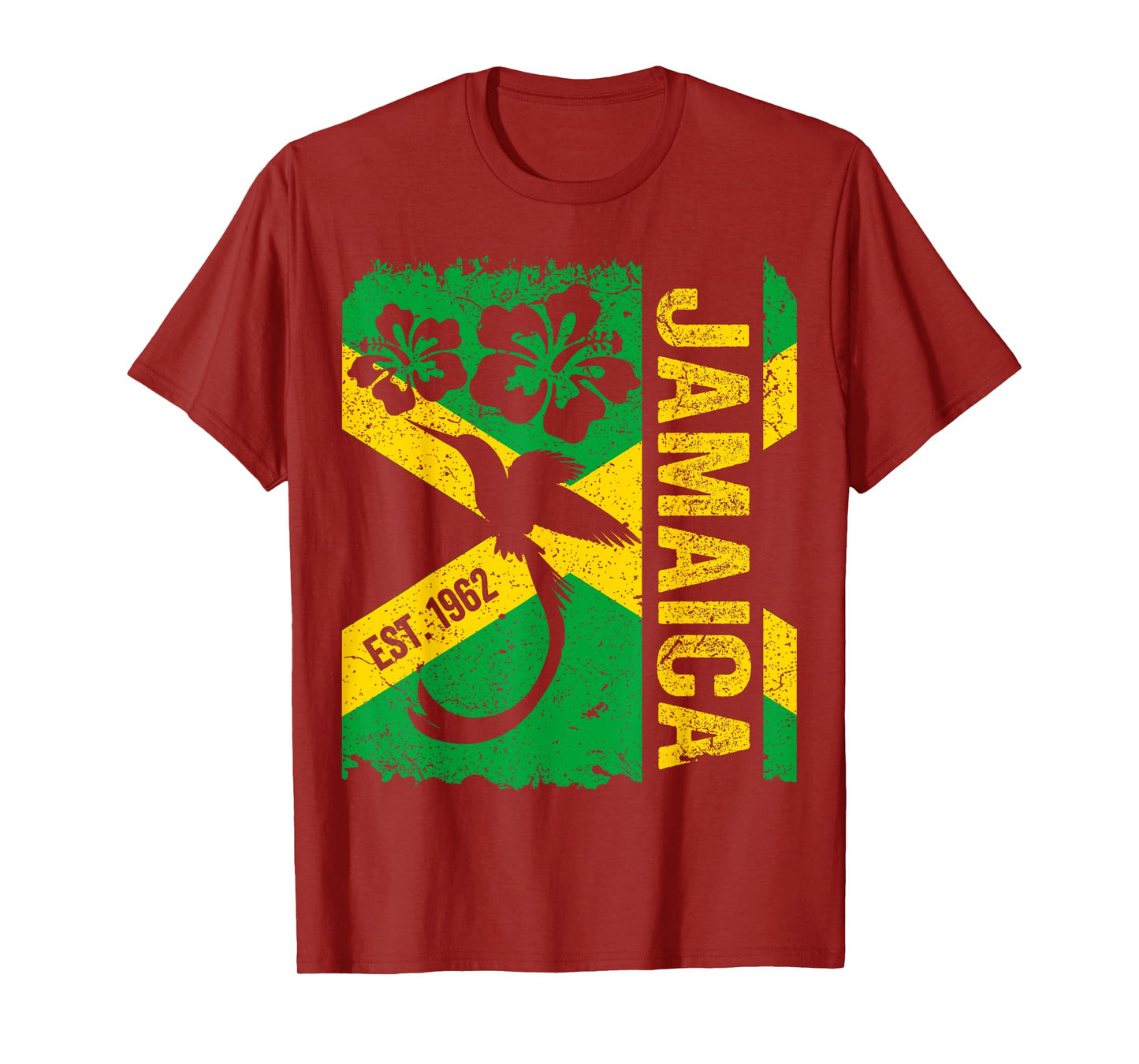 Jamaica Doctor Bird 1962 Independence Distress Jamaican Flag T-Shirt