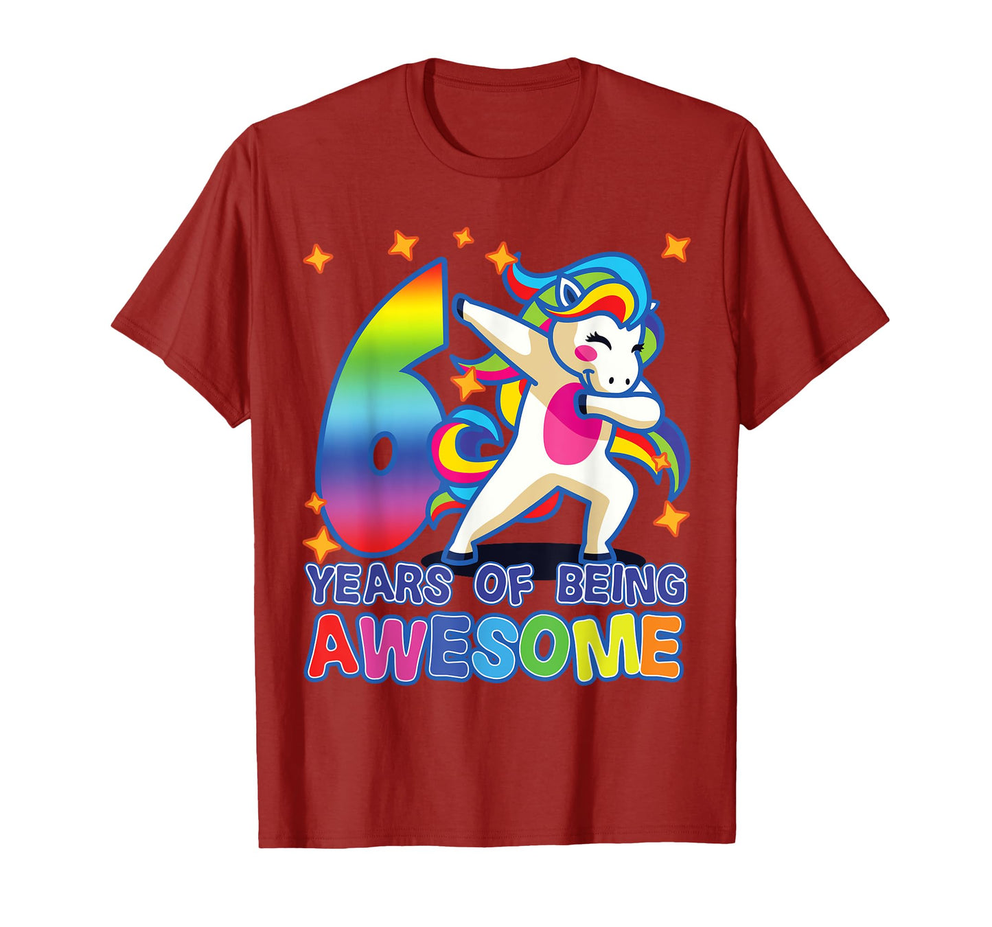 6th Birthday, For Girls, Unicorn, 6 Years Of Being Awesome T-Shirt