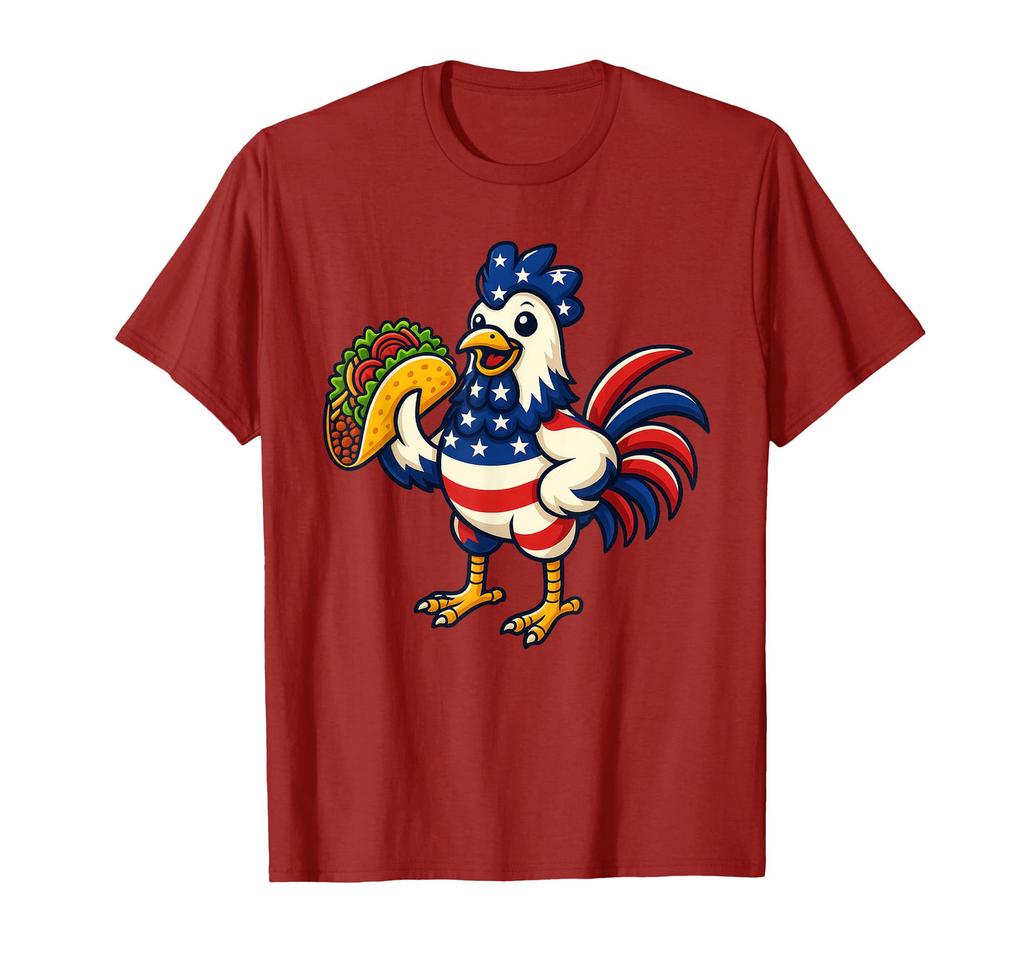 Chicken Eating Taco American Flag 4th Of July T-Shirt