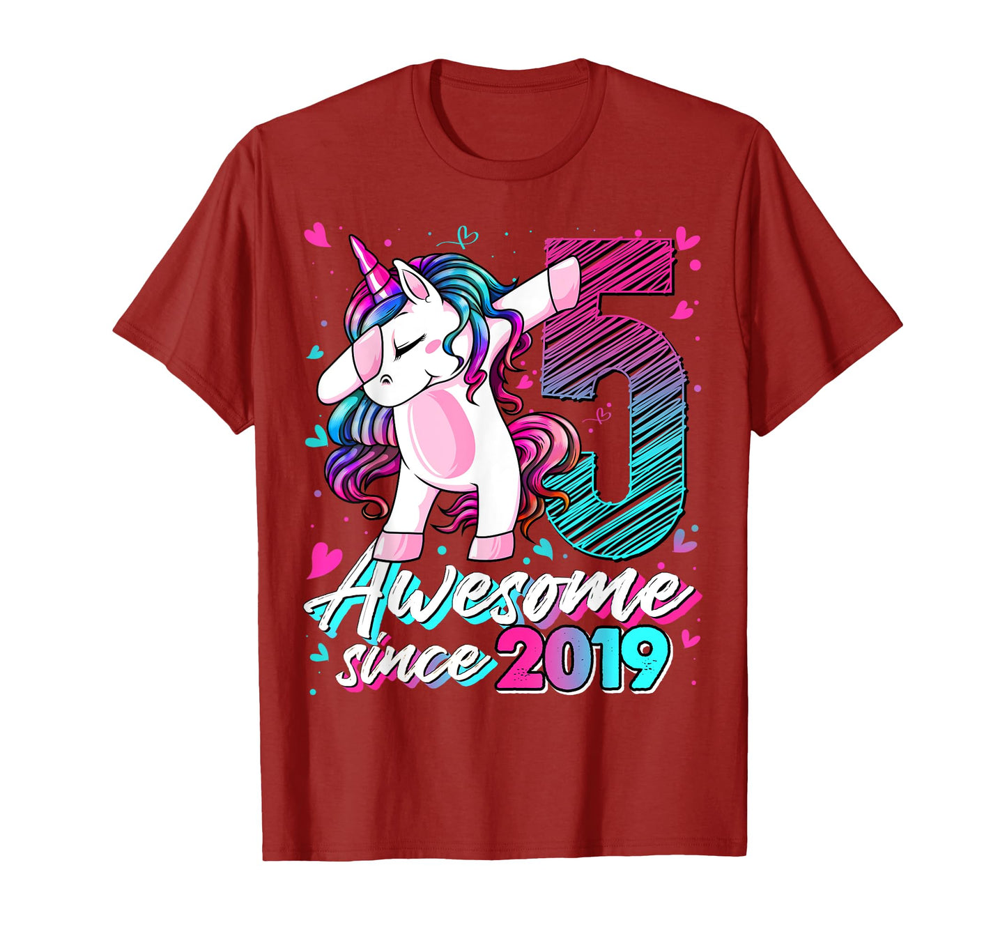 5 Years Old Flossing Unicorn Gifts 5th Birthday Girl Party T-Shirt