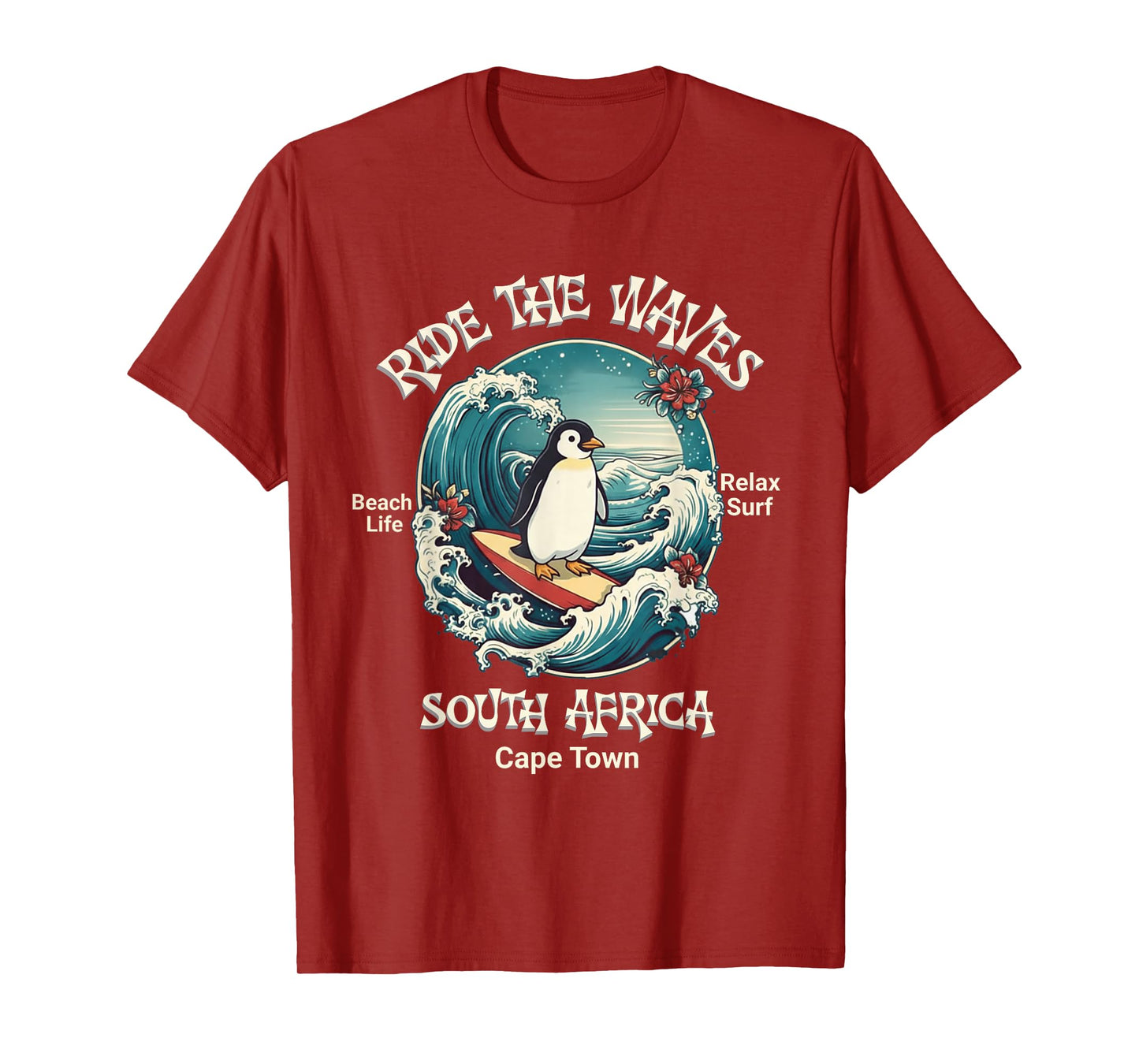 Penguin Surfing Waves South Africa Cape Cod Surfs Up Fun T-Shirt