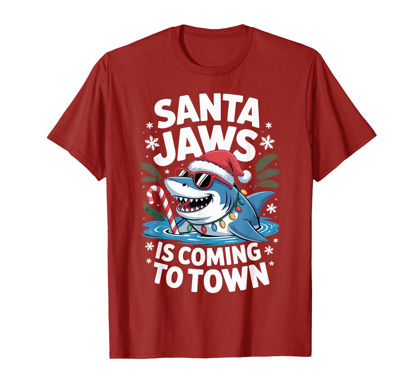 Santa Jaws Sharkmas Xmas Shark Christmas In July T-Shirt