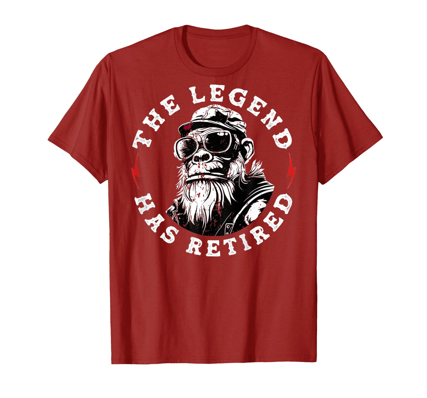 Funny Monkey Retirement The Legend Has Retired (On Back) T-Shirt