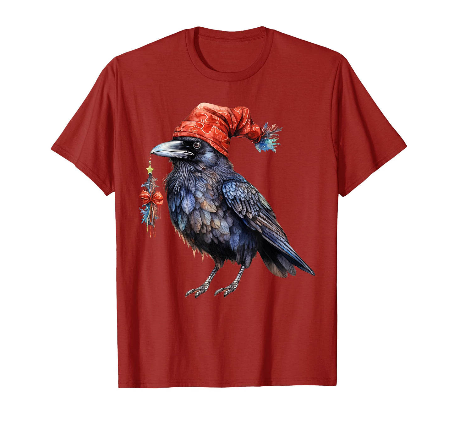 Christmas Raven Santa Hat Animal Raven Crow Bird Lover T-Shirt